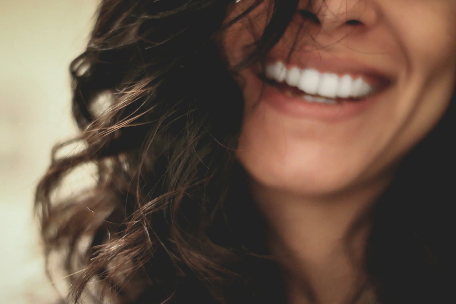 A woman laughing